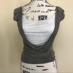 White & Khaki Top Size S